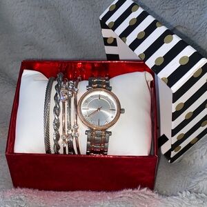American Exchange Rose Gold and Silver Women's Watch Set